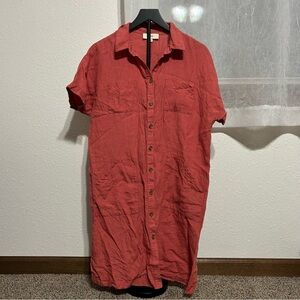 Button-up dress 100% linen